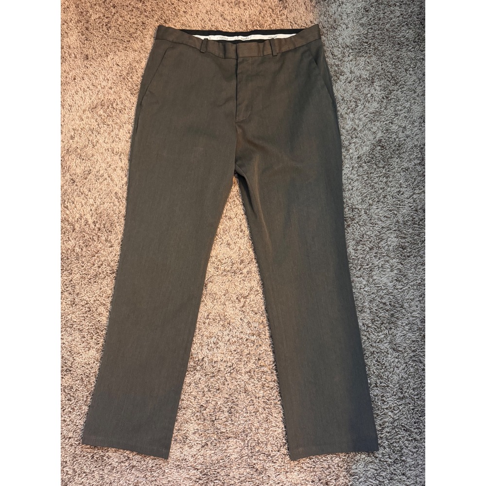 Perry Ellis Portfolio Slim Fit Dress Pants Men's 32x30 Gray Flat Front Career